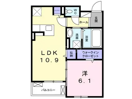 ラ・メゾン稲口(1LDK/2階)の間取り写真