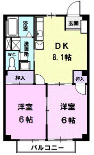 コーポ ルミエール(2DK/1階)の間取り写真