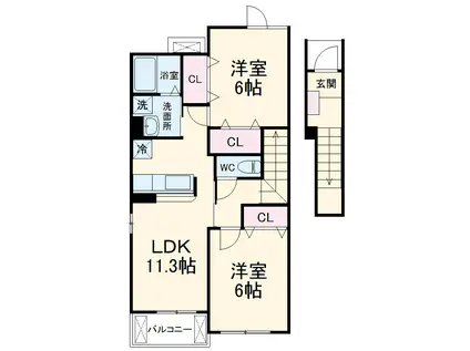 サンリット・ハウスⅠ(2LDK/2階)の間取り写真