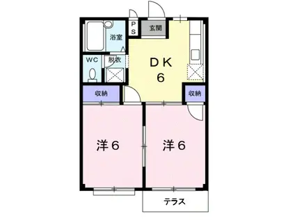 ドミール石田Ⅰ(2DK/1階)の間取り写真