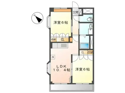 モンルポ瑞穂(2LDK/3階)の間取り写真