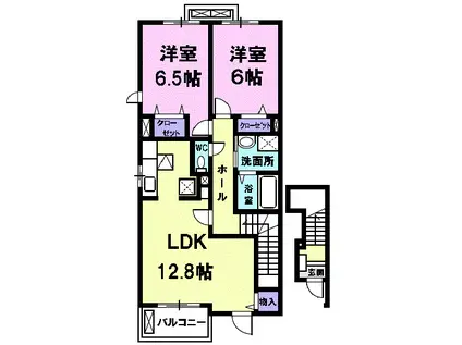 ヴァンクール(2LDK/2階)の間取り写真