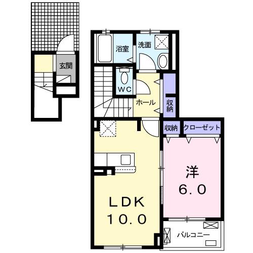 ブルージュ1(1LDK/2階)の間取り写真