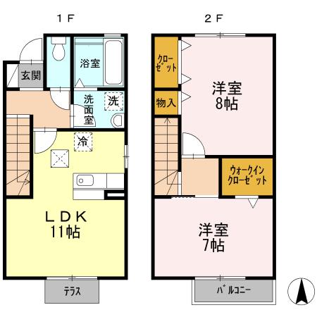 グラニュータウン(2LDK/1階)の間取り写真