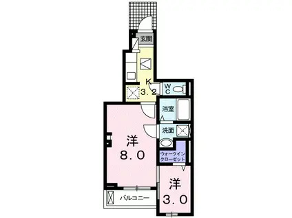 オークフォレスト明和Ⅱ(1SK/1階)の間取り写真