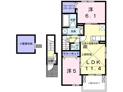 名鉄小牧線 小牧原駅 徒歩30分 2階建 築6年(2LDK/2階)の間取り写真
