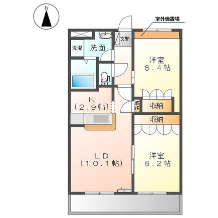 ハピネスワラク(2LDK/1階)の間取り写真