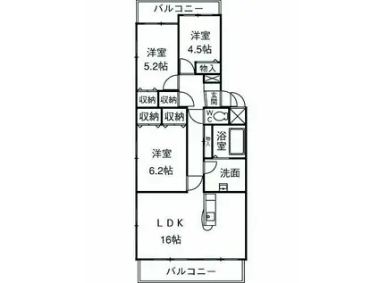 グランドメモリー(3LDK/2階)の間取り写真