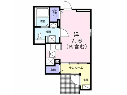 ヴィラ キタノ(ワンルーム/1階)の間取り写真