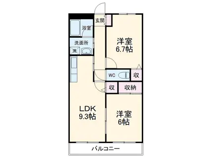 ピース1(2LDK/1階)の間取り写真