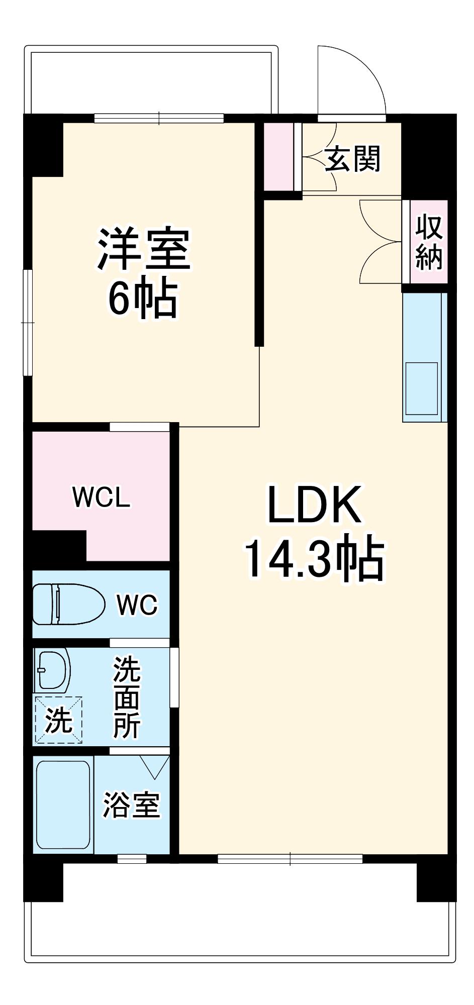 PERLE清華(1LDK/2階)の間取り写真