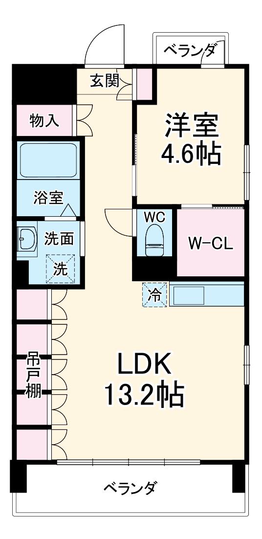 PERLE清華(1LDK/3階)の間取り写真