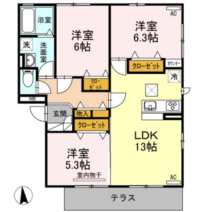 グランメゾン千音寺(3LDK/3階)の間取り写真