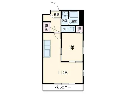 グランドヒルズ水里1番館(1LDK/2階)の間取り写真