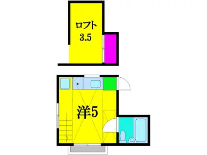 SKハイツ(ワンルーム/2階)の間取り写真