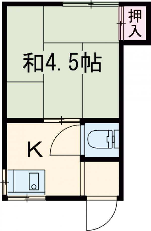 香林荘(1K/2階)の間取り写真