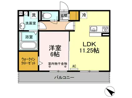 COZY COURTⅡ(1LDK/2階)の間取り写真