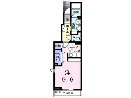 プリムヴェールB(ワンルーム/1階)の間取り写真