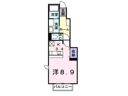 フィオーレⅢ(ワンルーム/1階)の間取り写真