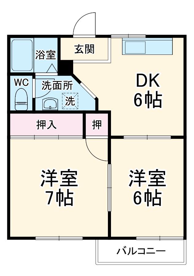 リヴェール吉沢A(2DK/2階)の間取り写真