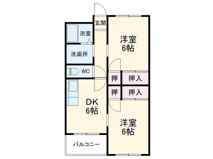 アイレジデンス(2DK/3階)の間取り写真