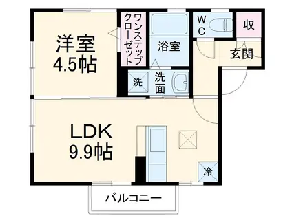 はなみずきD(1LDK/1階)の間取り写真