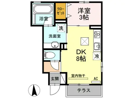 NGE758(1DK/1階)の間取り写真