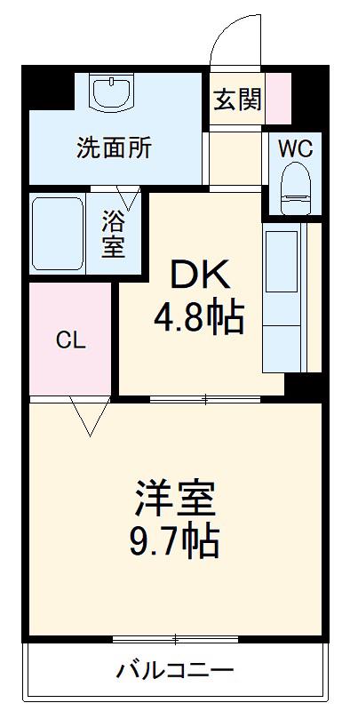 グランクールⅢ(1DK/3階)の間取り写真