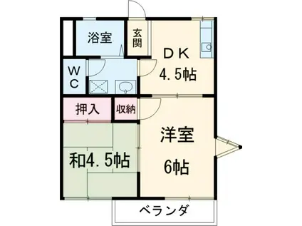 SAKYO21 大坪町(2DK/2階)の間取り写真