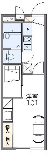 レオパレスGLASSY(1K/2階)の間取り写真