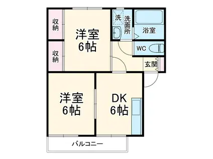 サンキャッスルA棟(2DK/2階)の間取り写真