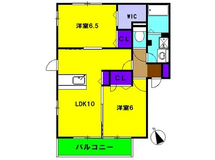 CASA M(2LDK/1階)の間取り写真