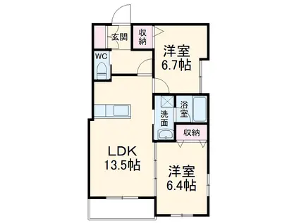リバブル新通(2LDK/1階)の間取り写真