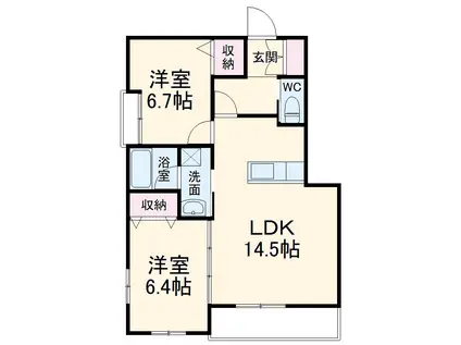 リバブル新通(2LDK/4階)の間取り写真