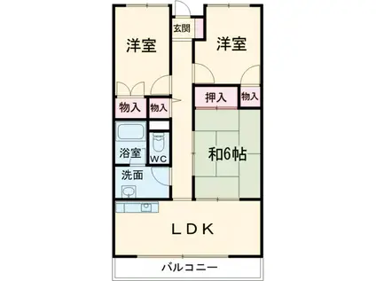 マンション マゼラン(3LDK/2階)の間取り写真