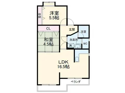 ニューサンハイツ中田(2LDK/4階)の間取り写真