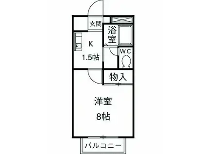 オークフォレスト油屋町(1K/2階)の間取り写真