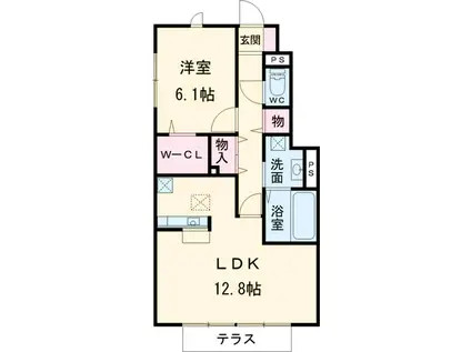 コルティーレ(1LDK/1階)の間取り写真