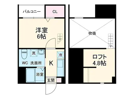 CRYSTALPALACE(1K/1階)の間取り写真