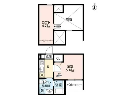 パルテノス名駅南 (1K/2階)の間取り写真