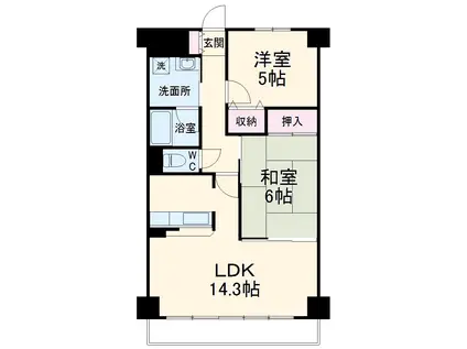 ルートホワイトⅡ(2LDK/3階)の間取り写真