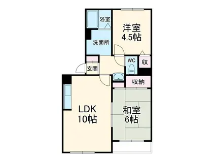 リバーハイツ(2LDK/3階)の間取り写真