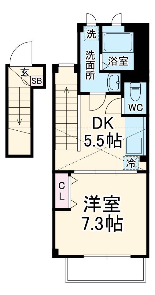 プランドール(1K/2階)の間取り写真