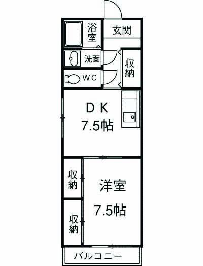 アダージオ(1DK/7階)の間取り写真