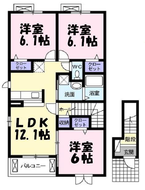 プリミエールホームⅣ(3LDK/2階)の間取り写真