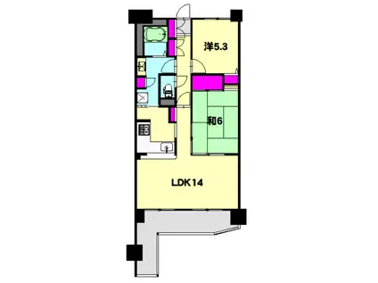 ローヤルシティ川口西(2LDK/1階)の間取り写真