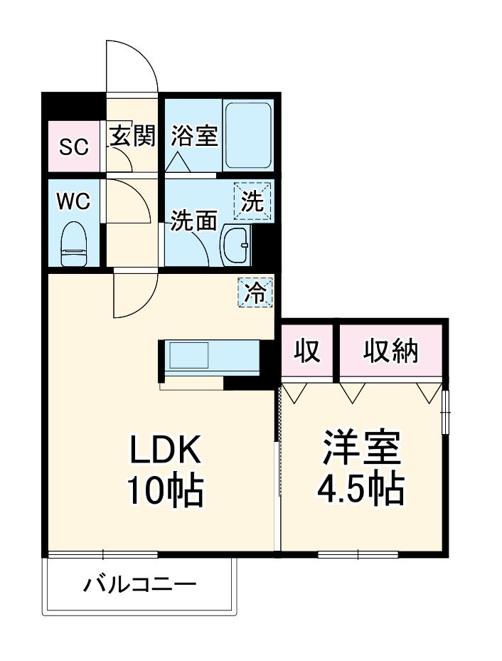 メゾンクレールⅢ(1LDK/1階)の間取り写真