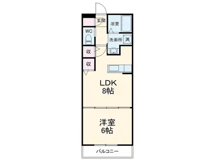 エクセレント港(1LDK/2階)の間取り写真