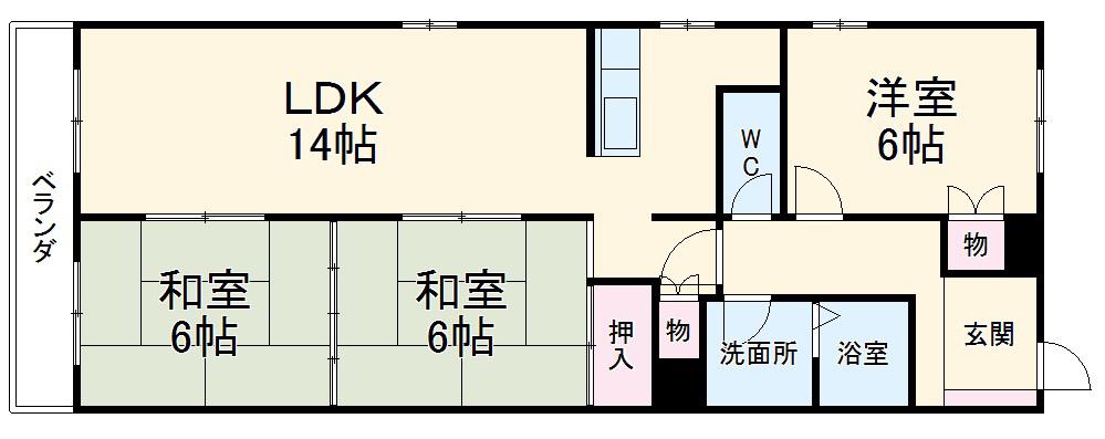 ライジングハイツⅡ(3LDK/4階)の間取り写真