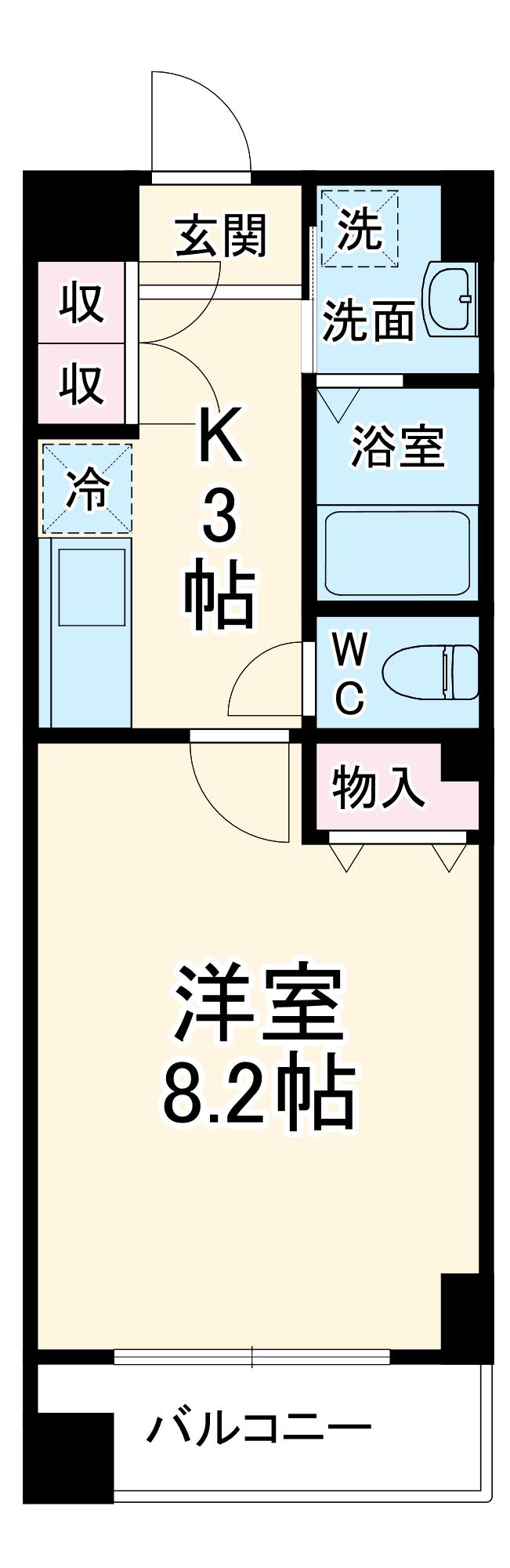 ウィスタリア(1K/7階)の間取り写真